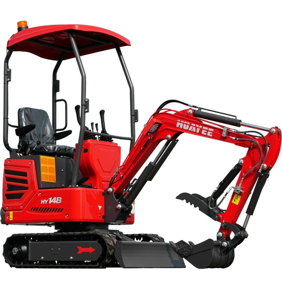 HUAYEE 1.4 Ton Mini Excavator, HY14B Small Digger with 13.5 HP EPA Gasoline Engine, Hydraulic Thumb Clamp, Hydraulic Cooler, In-stock in the US, for Digging, Bull-Dozing, Garden, Farms, Park, Home