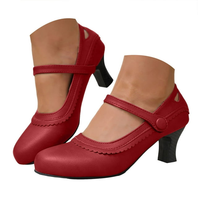 Dakaela Escarpins pour Femmes à Bout Fermé à Plateforme Mary Jane à Petits Talons pour Mariage Bureau Danse Chaussures de Robe