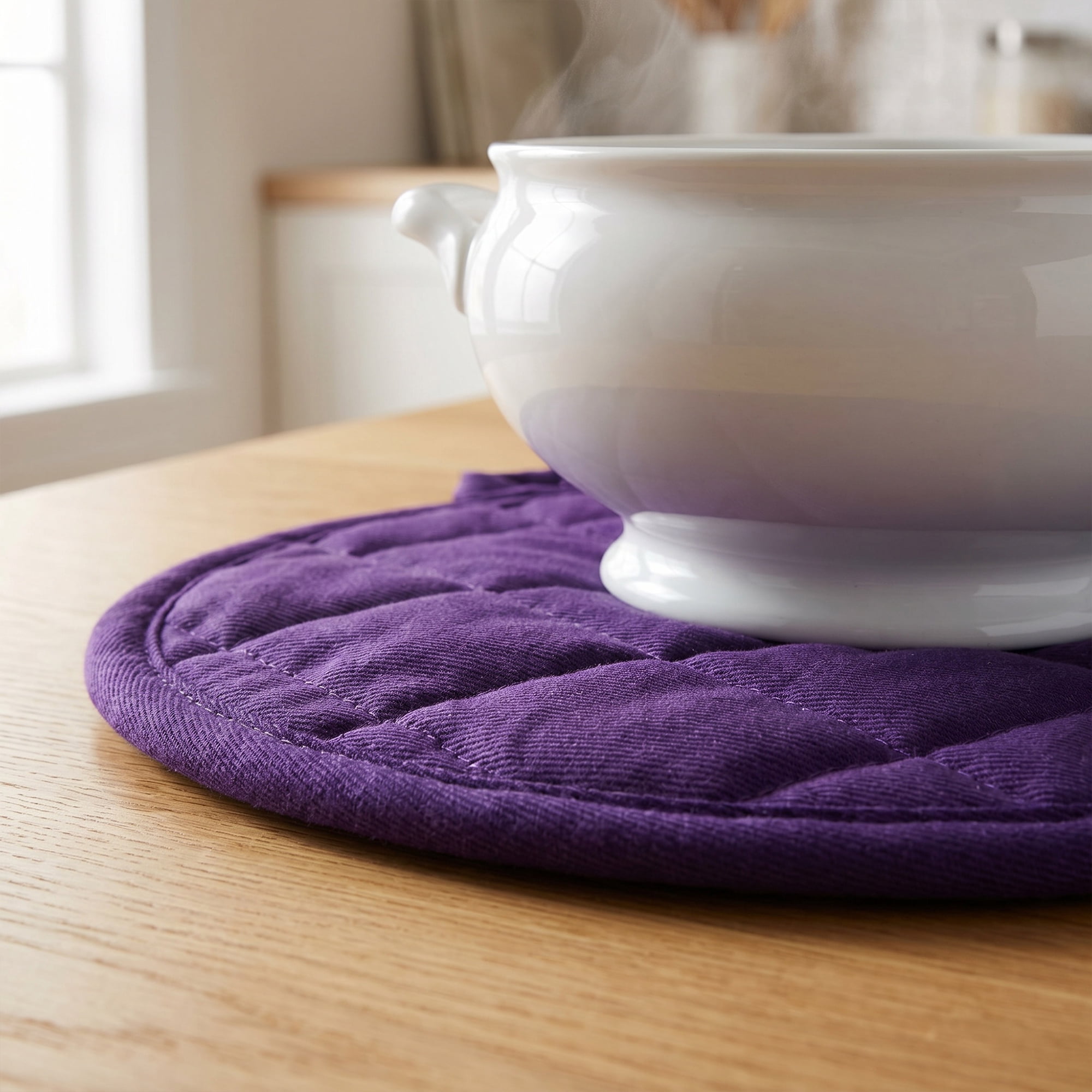 Unique Bargains 2 Pcs Pot Holders Heat Resistant Trivets Non Slip Hot Pads for Kitchen Purple blue 7.1"x7.1"