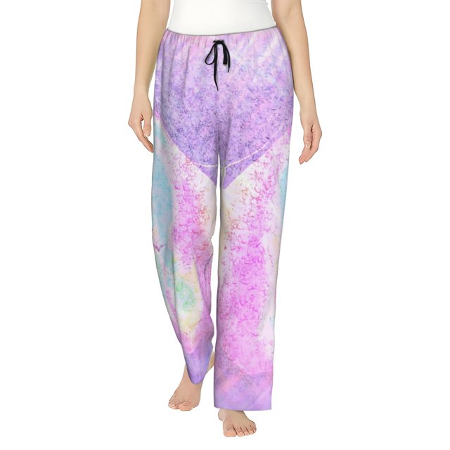 Balery Purple Sparkling Butterfly Pantalones de pijama para mujer, pijamas ultraligeros, pantalones de estar por casa-3X-Large
