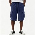 thumbnail image 5 of Men's Solid Corduroy Cargo Shorts Multi Pocket Elastic Drawstring Waist Relaxed Knee Length Streetwear Casual Workout Shorts, 5 of 6