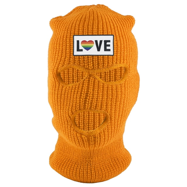 Gravity Threads Love Rainbow Heart 3-Hole Ski Mask - Neon Orange