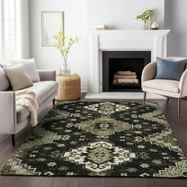 Addison Rugs Chantille Indoor/Outdoor Traditional Medallions Black Washable Rectangle Rug, 10' x 14'