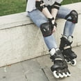 thumbnail image 3 of Equipo de protección para niños/adolescentes, rodilleras y coderas con protector de muñeca y correa ajustable para patinar, monopatín, ciclismo, patinaje, bicicleta, scooter, negro, rojoS, 3 of 8