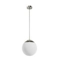 thumbnail image 2 of Hunter - Hepburn 1-light Brushed Nickel, Medium Size Pendant Light, Dimmable, Mid Century Modern Style, Globe Shaped, for Bedrooms, Dining, Living Rooms - 19848, 2 of 7