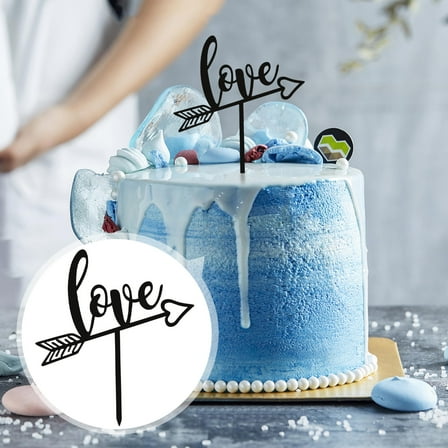 GOOHOCHY Valentine's Day Cake Topper with Stunning Love Letter Design in Black Acrylic for Decor 1Pc