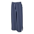 thumbnail image 4 of Titcea Linen Pants for Women, Striped Print Elastic Waist Button Decorations Beach Pants with Pockets, Loose Comfy Summer Casual Pants, 4 of 6
