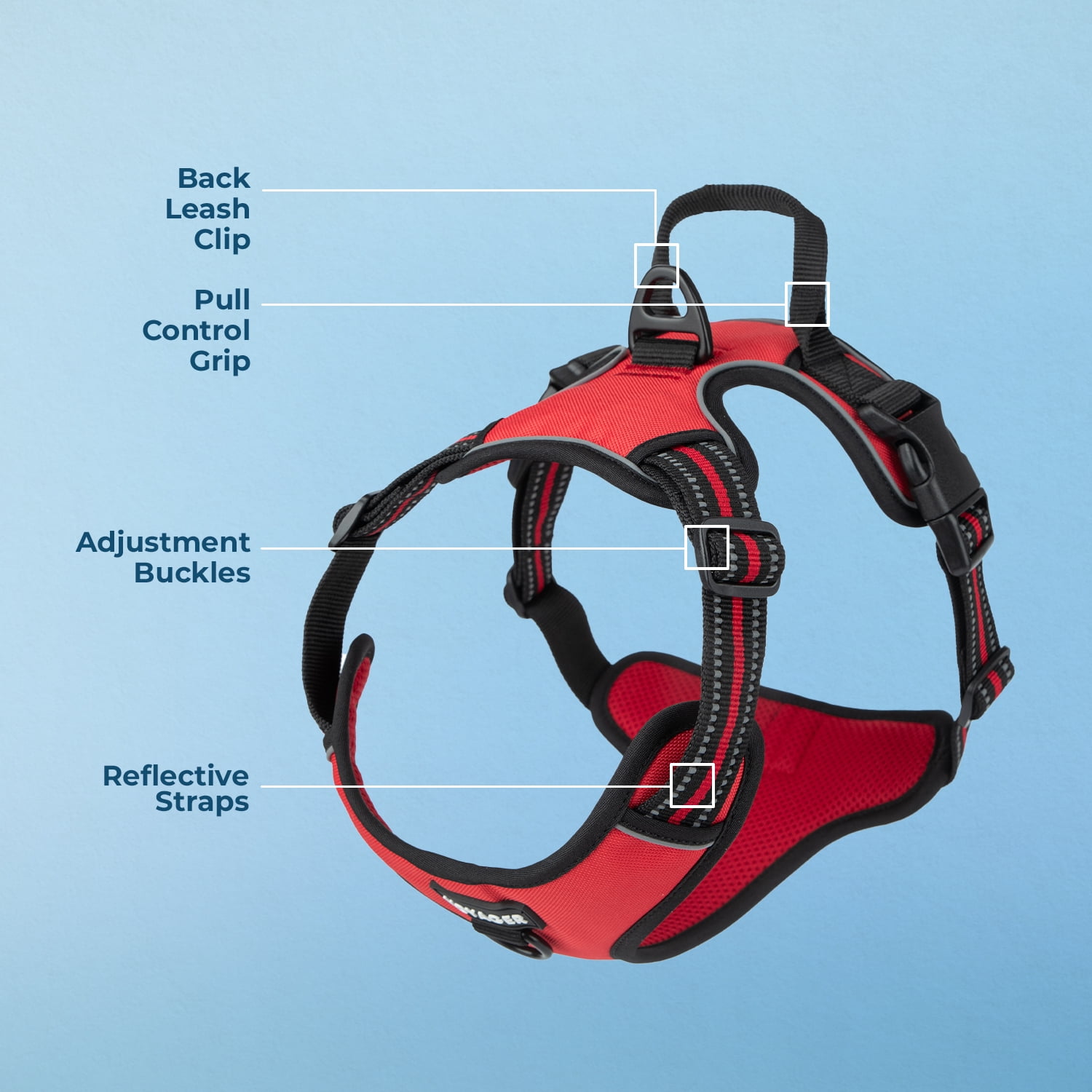 Voyager Dual Attachment No-Pull Adjustable Dog Harness - Orange, Medium - Red Lattice, X-Large