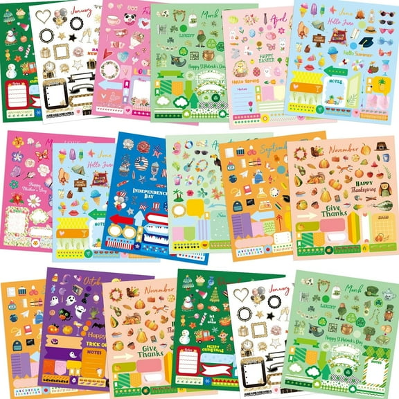 24 Sheets Holiday Stickers Seasons Assortment Planner Calendar Journal Scrapbook Stickers Kids Adults Craft Party Favors