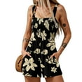 thumbnail image 2 of JULMCOMO Womens Shorts Romper Sleeveless Shorts Overall Loose Fit Dressy Casual Shot Jumpsuit Summer Petite Floral Print Jumpsuit with Pockets Black XL, 2 of 5