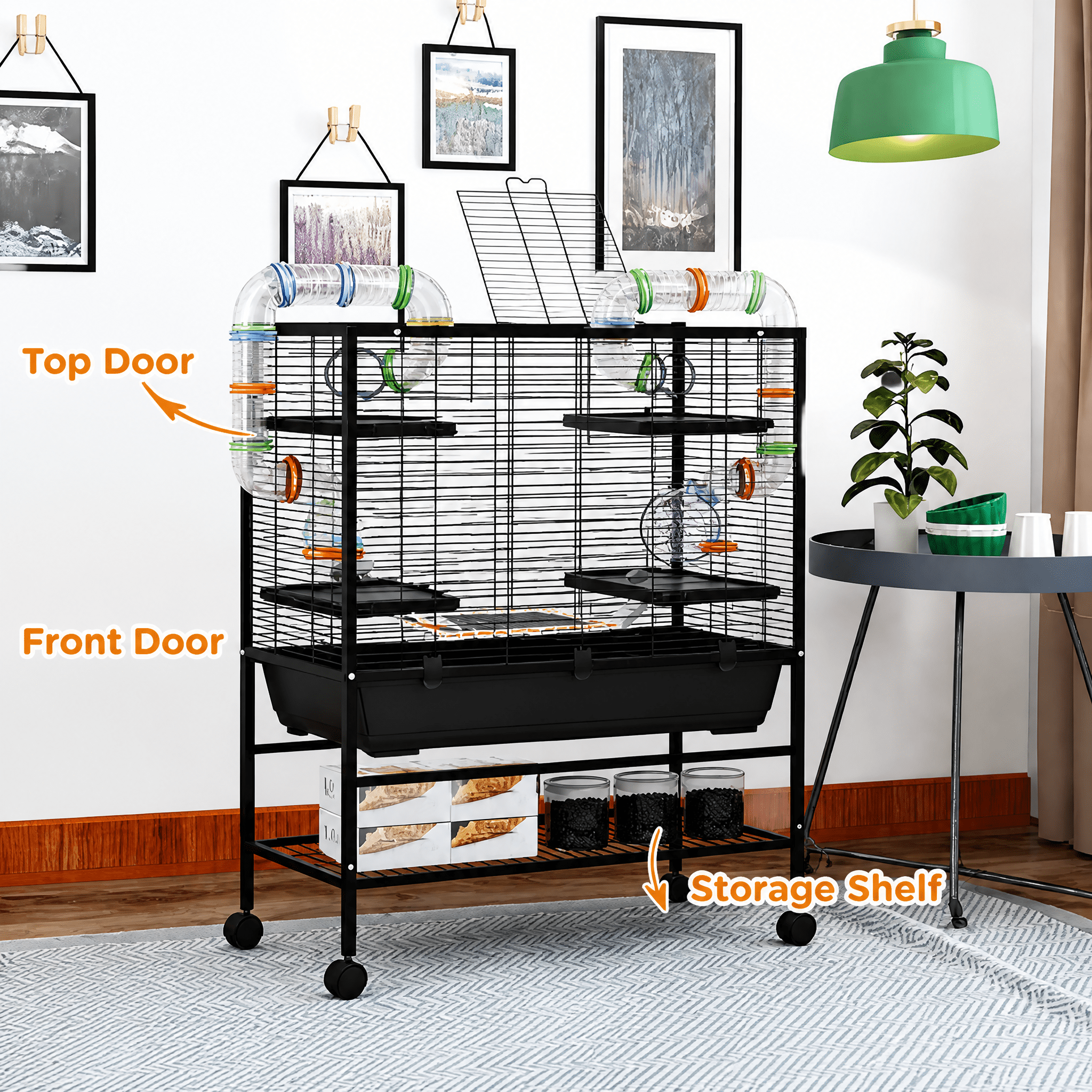 Small Animal Cage for Syrian Hamster, Gerbil Cage with Tubing System