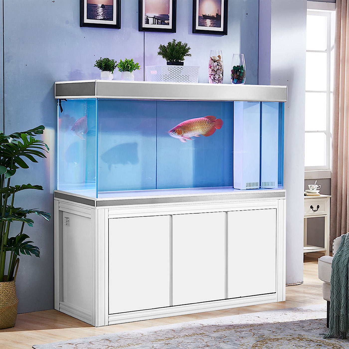 Aqua Dream 145 Gallon Tempered Glass Aquarium with Cabinet, White