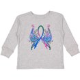 thumbnail image 3 of Inktastic Thyroid Cancer Awareness with Butterfly Ribbon Words Boys or Girls Long Sleeve Toddler T-Shirt, 3 of 5