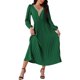 thumbnail image 2 of INSPIRE CHIC Vestido Midi Plisado Casual de Manga Larga con Cuello en V y Cinturón para Mujeres 2024 XL Verde, 2 of 6