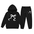 thumbnail image 2 of Angala 2 Piece Outfits For Girls Hooded Long Sleeve Bowknot Print Sweatshirt With Jogger Pants Set Girls Autumn Daily Wear Clothes, 2 of 3
