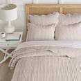 thumbnail image 4 of Levtex Home Martha Stripe Taupe Reversible Full / Queen Quilt Set (88x92in) with 2 Pillow Shams (26x20in) - Stripe Bedding - Taupe, White - Cotton Queen Size Quilt Bedding Set - Scalloped Edge, 4 of 8