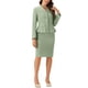 thumbnail image 4 of Conjuntos de trajes para mujeres INSPIRE CHIC, atuendos de negocios, blazer peplum sin cuello, falda lápiz formal, conjunto de 2 piezas, XL, verde guisante, 4 of 6