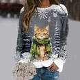 thumbnail image 2 of Chandail en Molleton Imprimé Joyeux Noël pour Femmes Col Rond Décontracté Manches Longues Coupe Ample Blouse d'Entraînement Col Rond Confortable, 2 of 4
