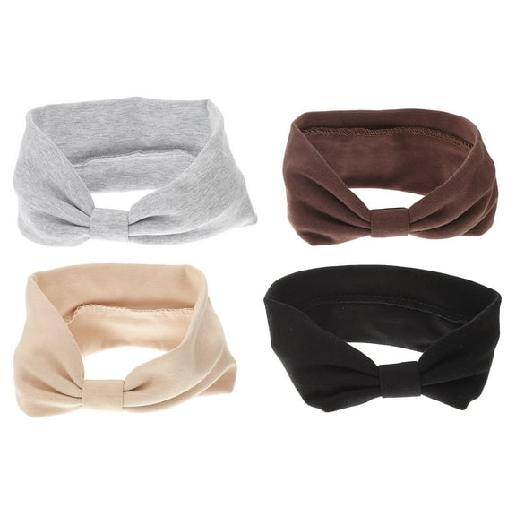 WEUVEB Elastic Headbands for Women Cotton Beige 4Pcs