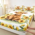 thumbnail image 3 of jejeloiu Cute Highland Cow Twin Sheet Sets,Yellow Sunflower Blossom Bedding For Girls Teens 3pcs, 3 of 7