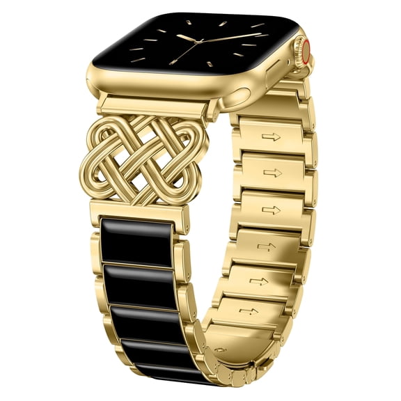 Wearlizer Compatible with Apple Watch Band for Women 38/40/41/42/44/45/46/49mm, Celtic Knot Stainless Steel Resin Bracelet Band, Dressy Chain Link Strap for iWatch Series 11/10/9/8/7/6/5/4/SE/Ultra