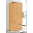 thumbnail image 5 of Hodedah Two Door Wardrobe with Two Drawers and Hanging Rod, Beech, 5 of 8