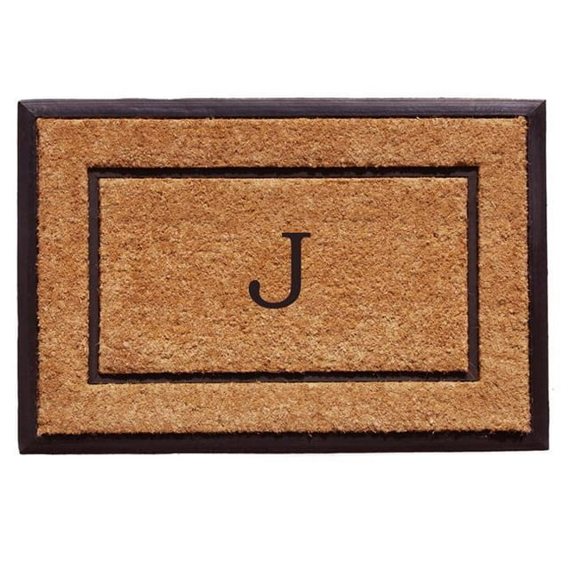 Calloway Mills 101632436J 24 x 36 in. The General Monogram Rectangular Doormat, Natural & Black - Letter J