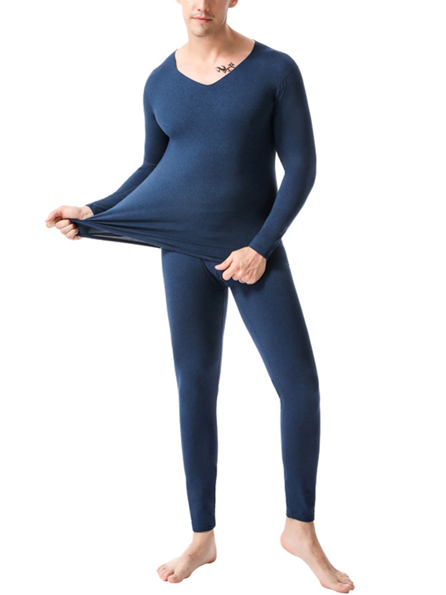 2 X Men Gents Boys  BLUE Thermal LONG JOHNS  Brushed Inside For Extra Warmth 