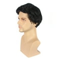 thumbnail image 5 of wigs human hair hair wigs Short Black Wig Bangs Wig Men's Fashion Wig Men's Short Curly wig, Black, 5 of 9