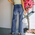 thumbnail image 5 of Women's Wide-Leg High Waist Washed Jeans, Retro Flared Denim Trousers with Minimalist Design & Casual Comfort,Blue L, 5 of 5