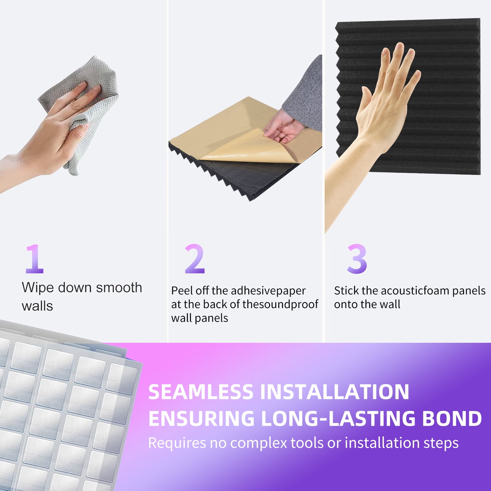 DQQKMM  24 Pack Sound Deadening Panels,12"X12"X1" Acoustic Sound Panels, Noise Canceling Foam Wedge Panels