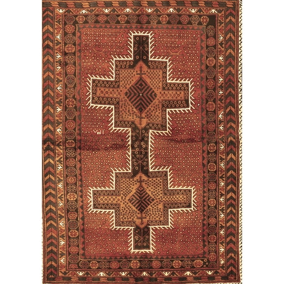 Ahgly Company Indoor Rectangle Persian Brown Traditional Area Rugs, 5' x 7'