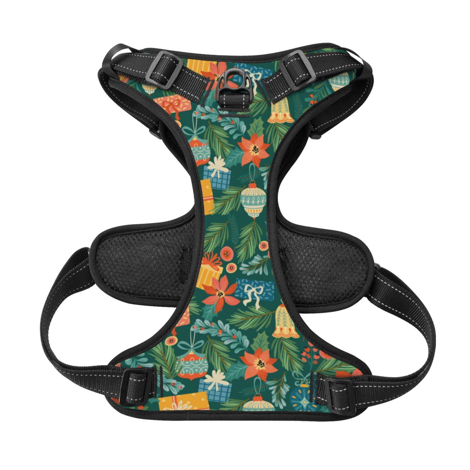 Kdxio Merry Christmas Print No Pull Dog Harness Adjustable Reflective Oxford Easy Control Medium Large Dog Harness for Training and Everyday-Large