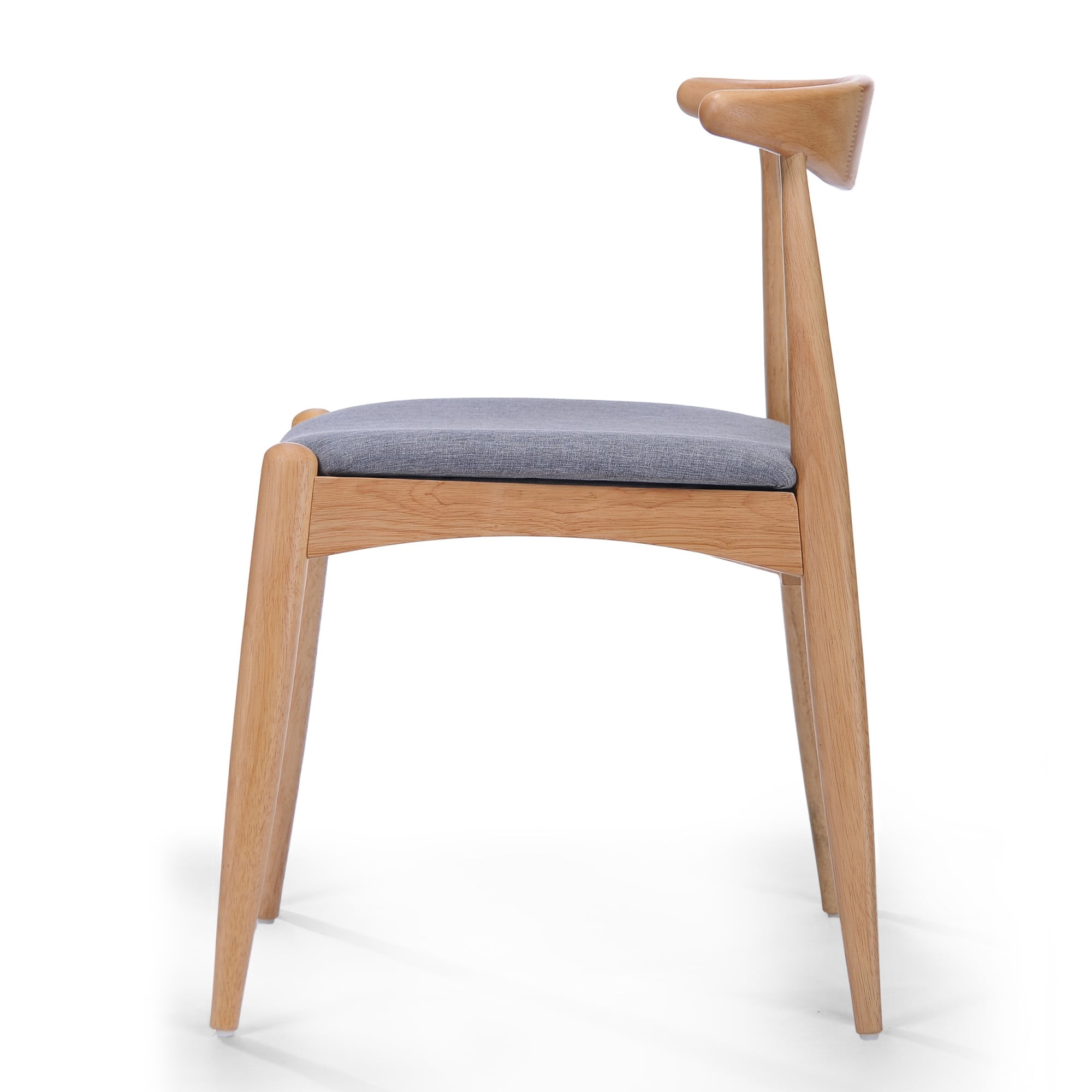 Aukfa Set of 2 Mid-Century Modern Dining Chairs, Upholstered Seat & Ergonomic Backrest Side Chairs, Rubberwood Frame, Light Gary