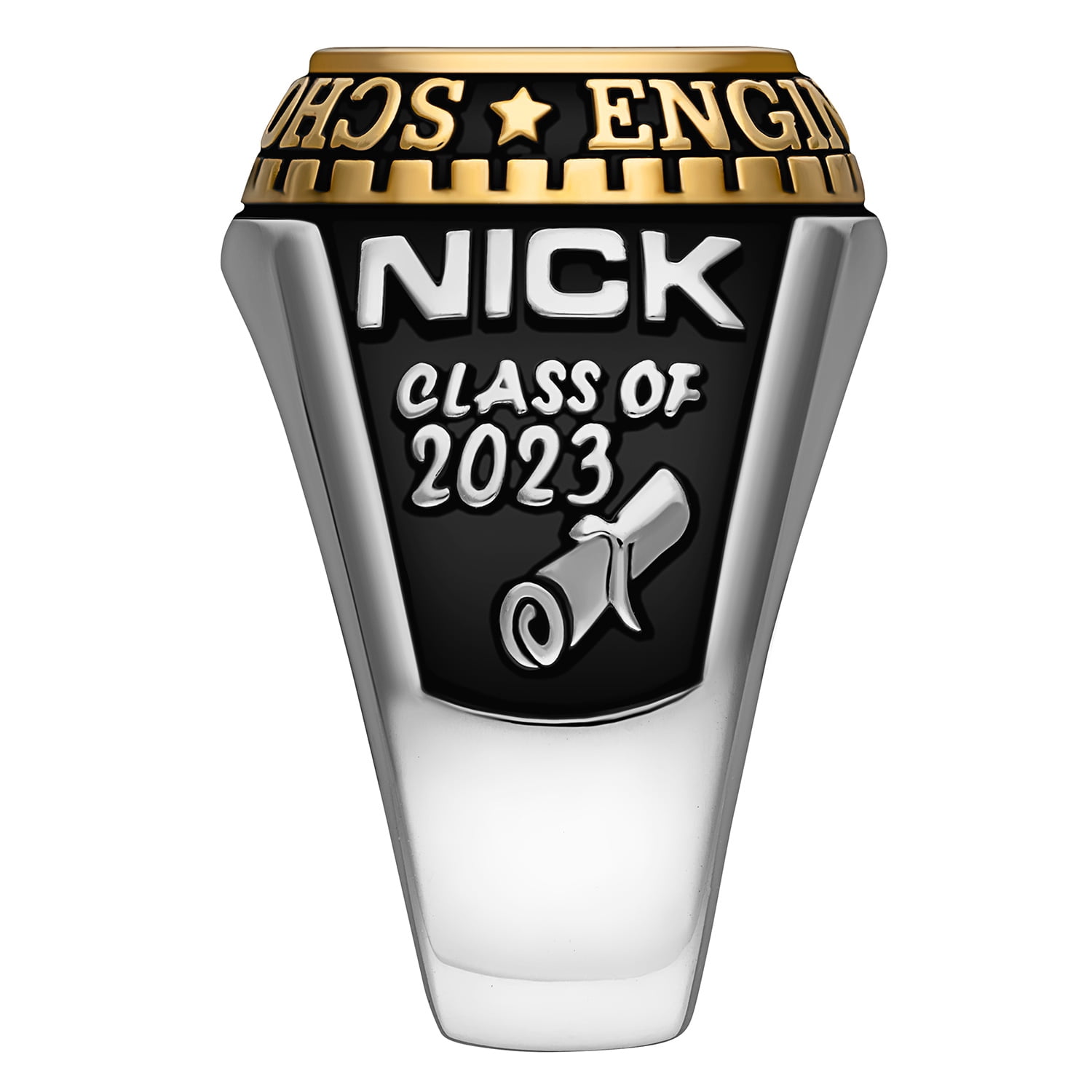 Order Now for 2025 Graduation, Freestyle Men's Rose Silver Birthstone Class Ring Sterling Silver, Personalized, High School or College Graduation