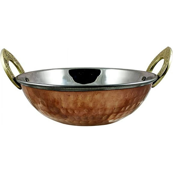 Stylla London® Set of 2 Copper Serving Bowl Indian Karahi Pan Pot Dishes Serve Ware 6inch