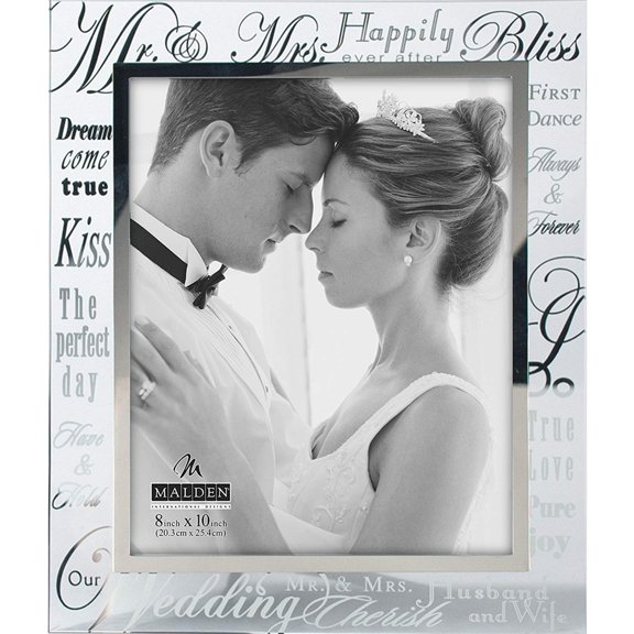 Malden International Designs Mirrored Glass Mr. and Mrs. Border 8 x 10