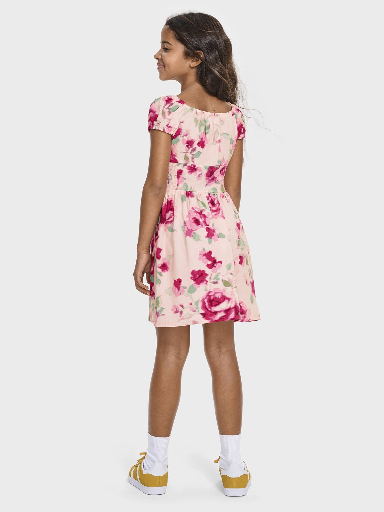 The Children's Place Girls Short Sleeve Floral Print Smocked Dress, Sizes XS-XXL