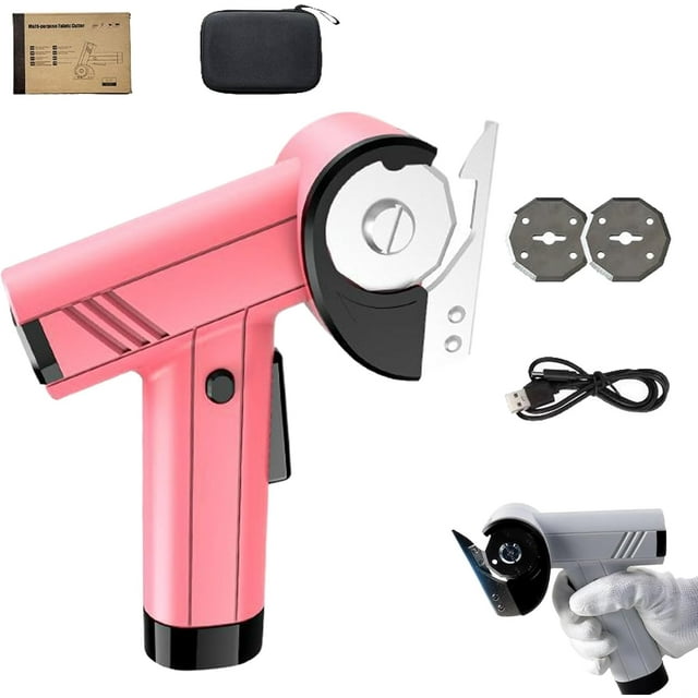Rechargeable High-Speed Cardboard Cutter, 2026 New 4.2V Cordless Cutter with LED Display Light, Rotary Powerful Electric Scissors, Rotary Cutting for Fabric, Leather, Carpet DIY (Pink)