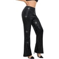 thumbnail image 4 of Elippeo Women Sequin Pants for Women High Waist Bell Bottoms Glitter Wide Leg Palazzo Pants Night Club Sparkle Flared Trousers, 4 of 10