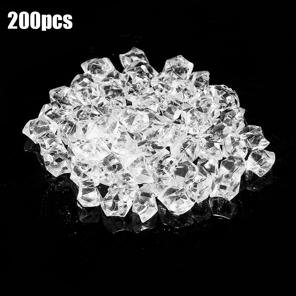 Clear Fake Ice Cubes, 100 PCS 1.0(25mm) Plastic Ice Cubes Acrylic Clear  Ice Rock Diamond Crystals Square Fake Ice Cubes Display for Home Decoration