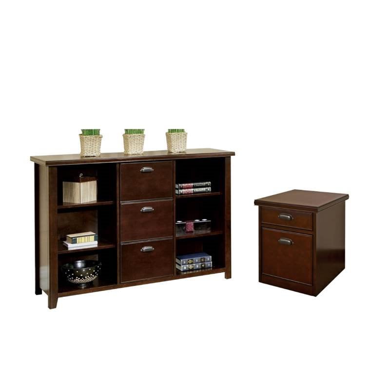 2 Piece Office Storage Set With Filing Cabinet And 3 Drawer Wood File Bookcase In Cherry Walmart Com Walmart Com