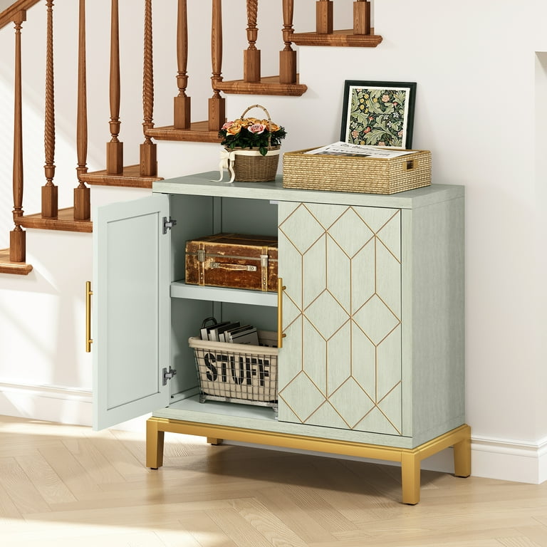 Green accent sale cabinet