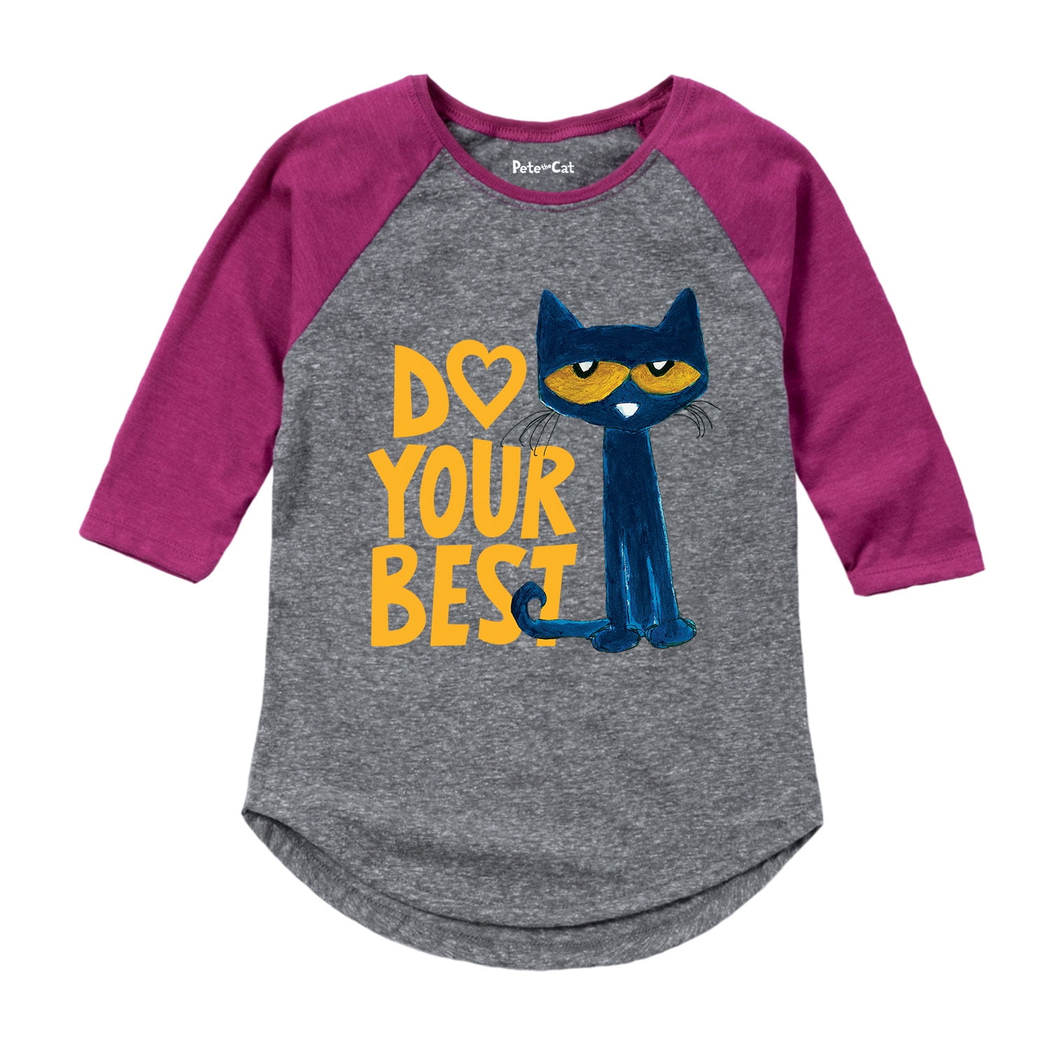 Pete The Cat Pete Do Your Best Youth Girl Shirt Tail Raglan