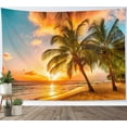 thumbnail image 3 of Tropical Palm Tree Beach Sunset Tapestry, Coastal Ocean Sunset Wall Hanging, Nature Landscape Art Decor for Bedroom Living Room Dorm, 60x80inch, 3 of 7