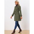 thumbnail image 3 of Unique Bargains Women's Strap Cuff Solid Double Breasted Tie Belt Trench Coats S Army Green, 3 of 6