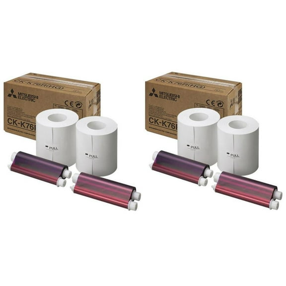 Mitsubishi CK-K76RHG 6" High Grade Paper & Ink Set for CP-K60DW-S Photo Printer, 4x6" 640 Prints/Roll, 2-Pack (Total 1280 Prints)