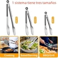 thumbnail image 2 of Pinzas de Cocina - Pinzas de Acero Inoxidable para Cocinar, Asar, Carbón, Barbacoa, Buffet (3 Piezas) (negro), 2 of 4
