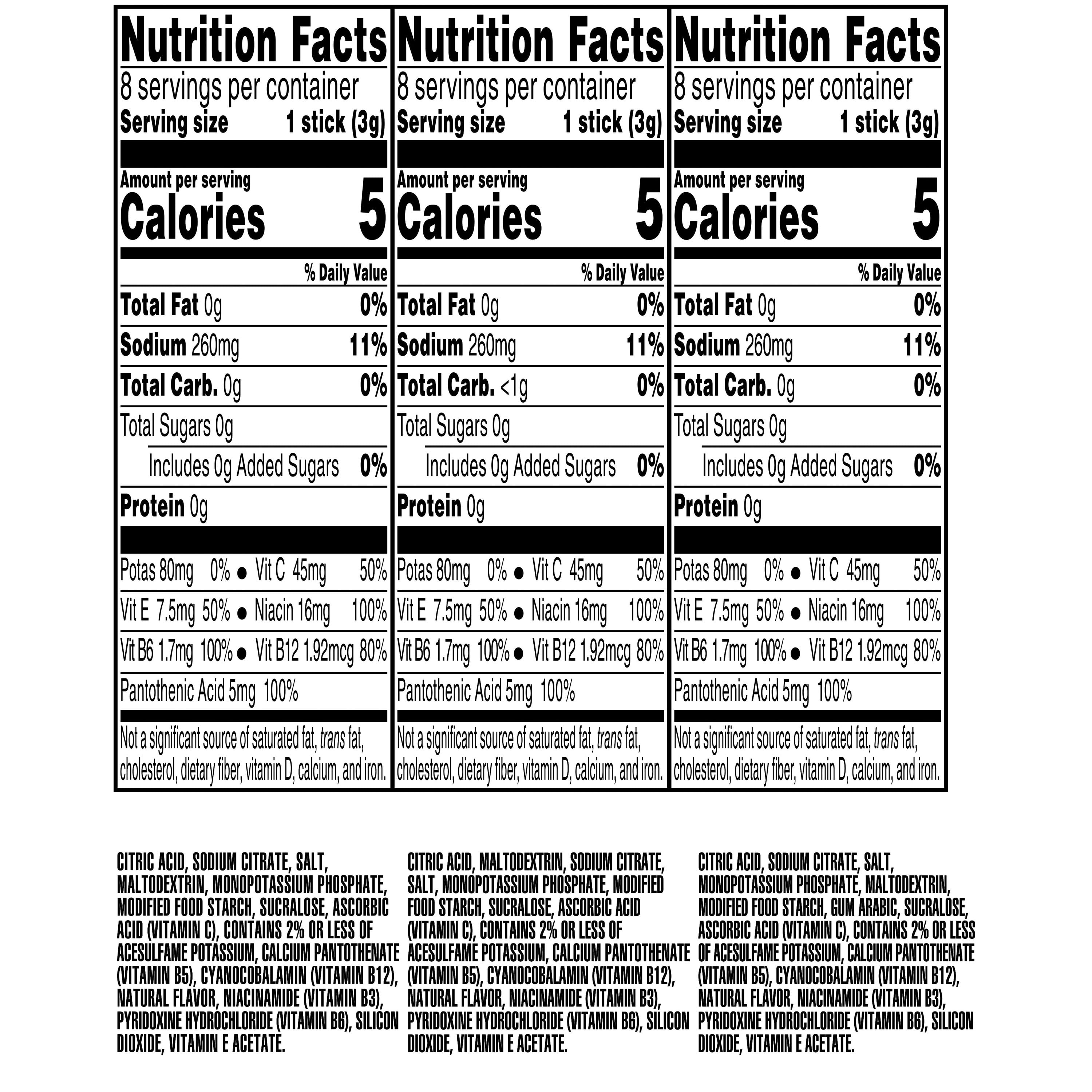 Propel Zero Sugar Berry, Grape and Kiwi Strawberry, On the Go Packs, Electrolyte Powder Drink Mix, 0.11 oz, 24 Count packets
