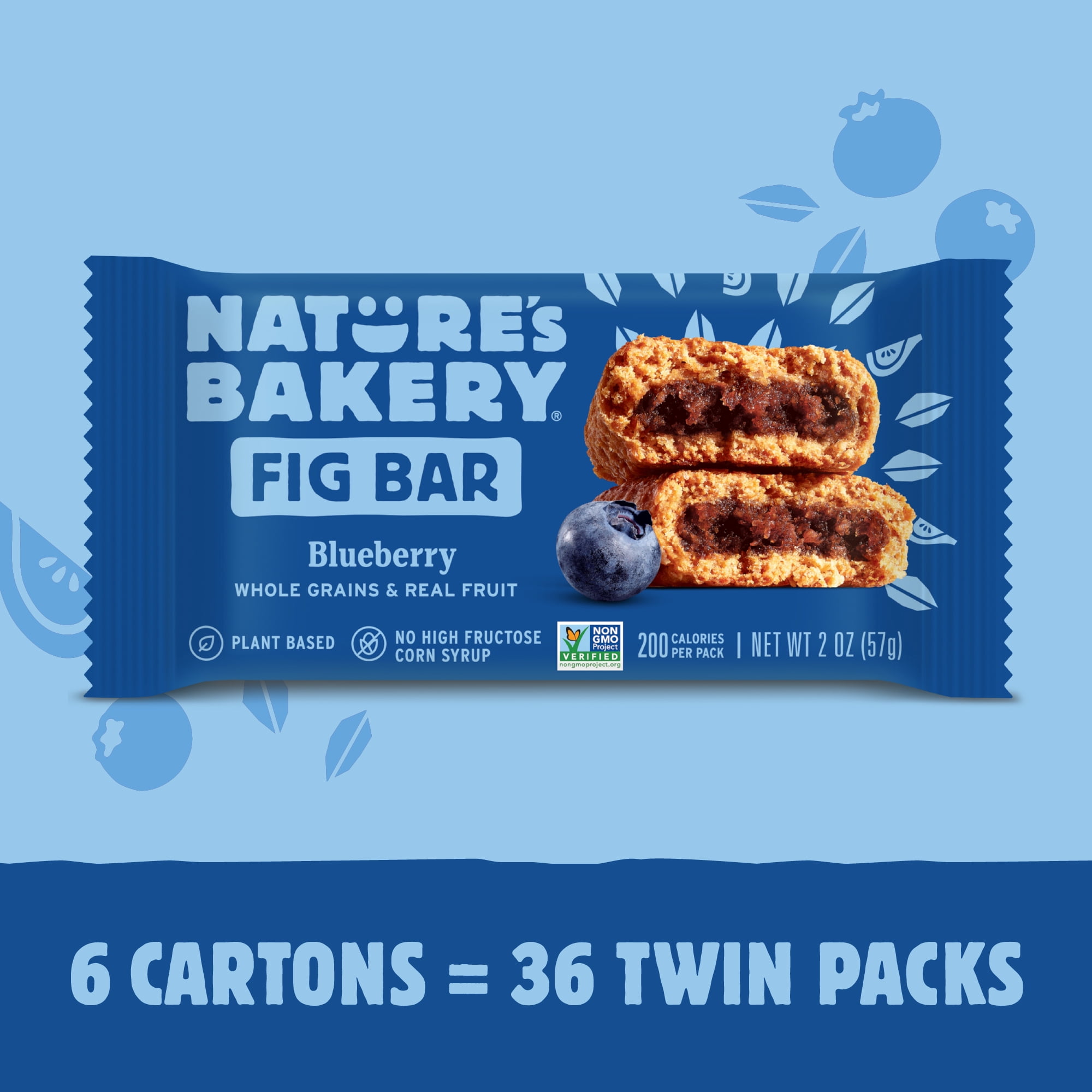 Nature's Bakery Blueberry Fig Bars, 2 oz Snack Bars (36 Ct), Plant-Based, Vegan, Non-GMO